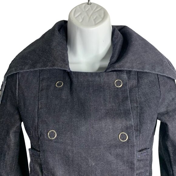 AG Adriano Goldschmied Denim Jacket XS Dark Wash Cropped Snap Front Pockets - Picture 3 of 7